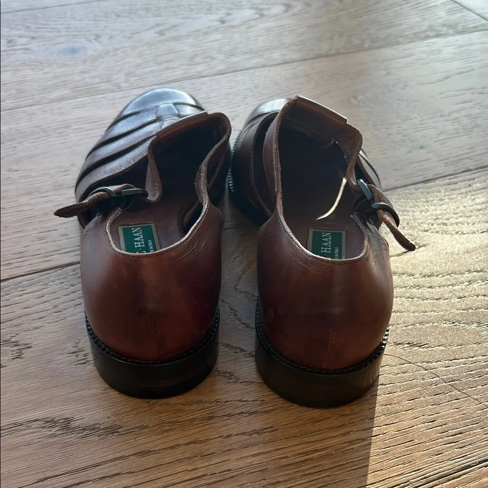 Cole Haan Brown Leather Fisherman Slip-Ons - Picture 4 of 7